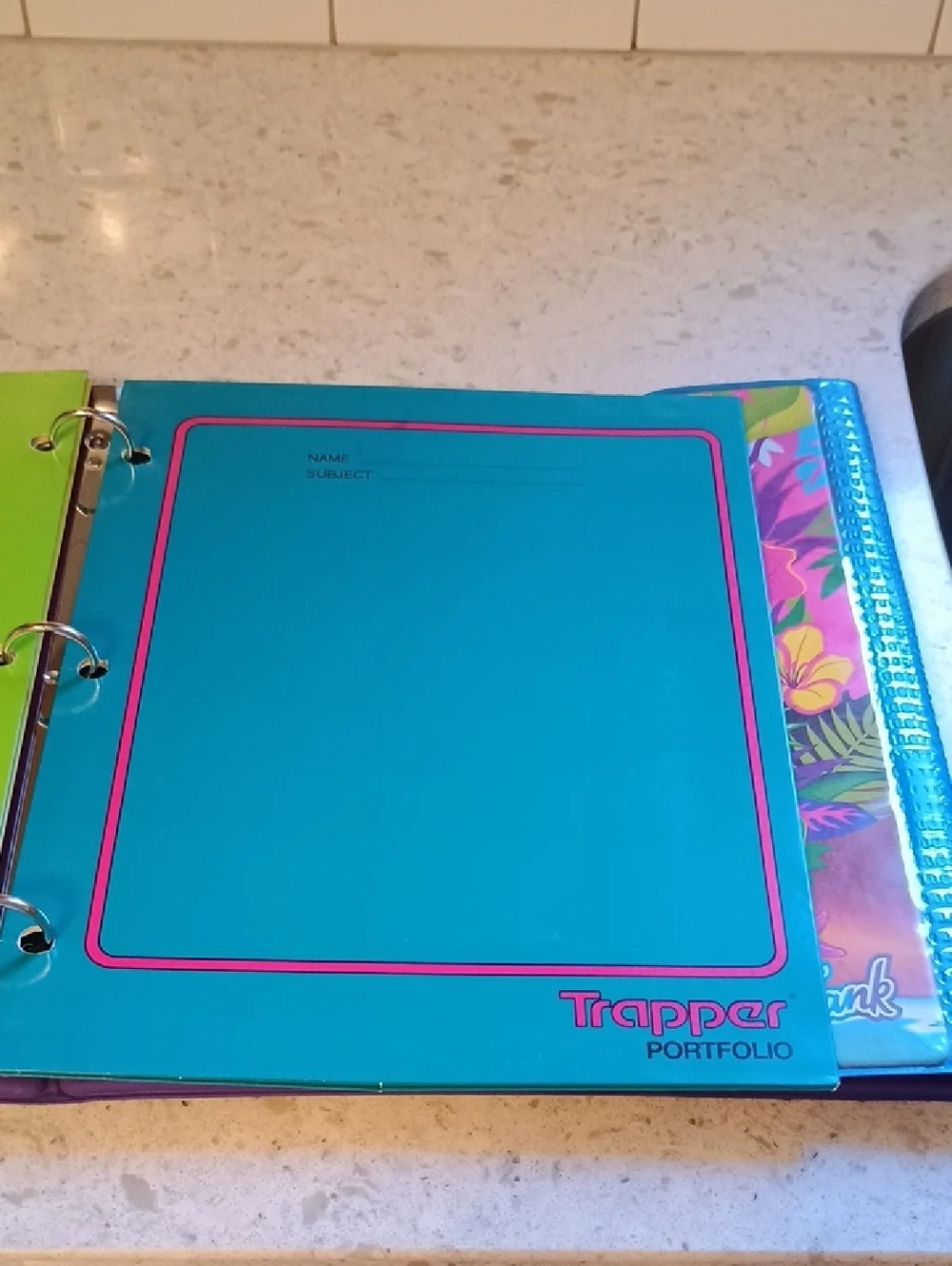Vintage 1990s Lisa Frank Tropical Penguin 3 Ring Trapper Keeper W/ 3 Folders - Picture 6 of 16